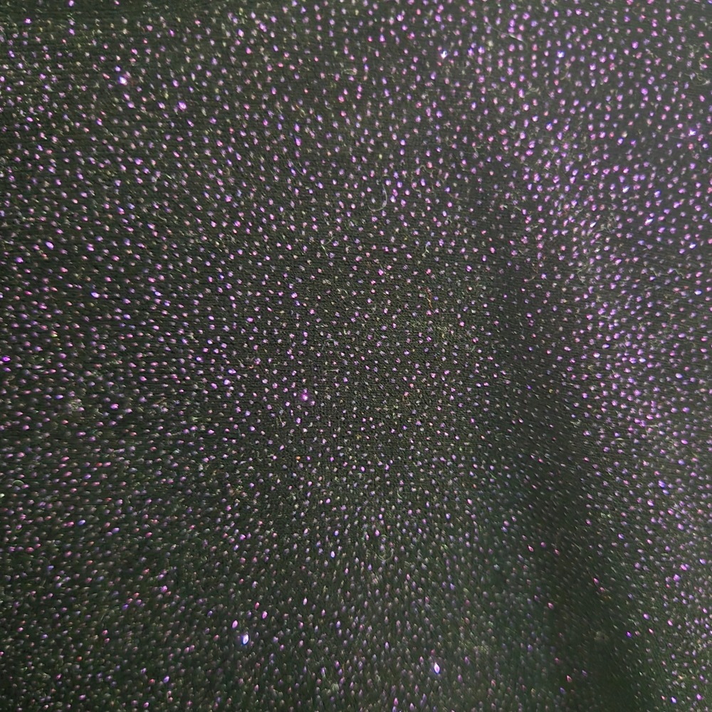 H&M Divided Black Purple Glitter Velvet‎ Open Back Long Sleeve Crop Top Size M